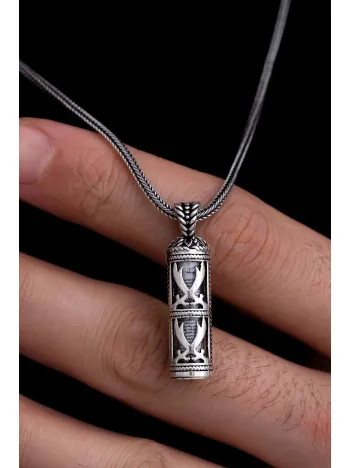 Çift Zülfikarlı Erkek Gümüş Cevşen Kolye Zincir