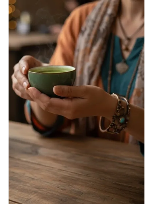 Kadın Bakır Bileklik - Turkuaz Firuze Taşlı Oval Model Çiçek Motif Bilezik Metal Kutu ve Doğal Taş