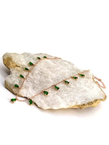 Zümrüt Taşlı Bayan Gümüş Kolye