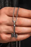 Viking Çift Başlı Savaş Baltası Erkek Gümüş Kolye 925 Ayar Mat Siyah Viking Çift Başlı Savaş Baltası Erkek Gümüş Kolye 925 Ayar Mat Siyah