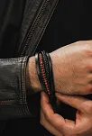 Erkek Deri Bileklik - Doğal Yıldız Taşı Çoklu Retro Paslanmaz Deri Örgü Kordon Bileklik