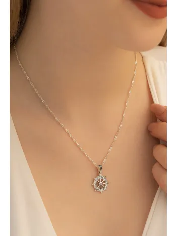 Gemi Dümeni Gümüş Bayan Kolye Zincir