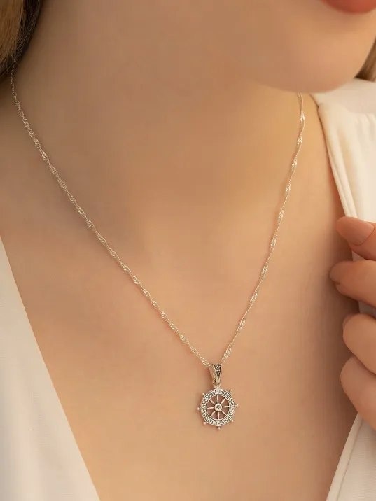 Gemi Dümeni Gümüş Bayan Kolye Zincir
