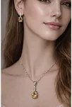 Kadın Gümüş Kolye Küpe Set - Işıltılı Mini Aura Zultanit Taşlı Kadın Gümüş Set