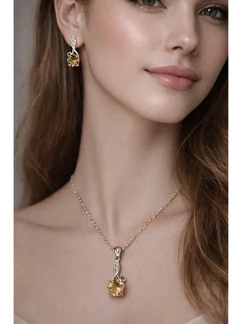 Kadın Gümüş Kolye Küpe Set - Işıltılı Mini Aura Zultanit Taşlı Kadın Gümüş Set