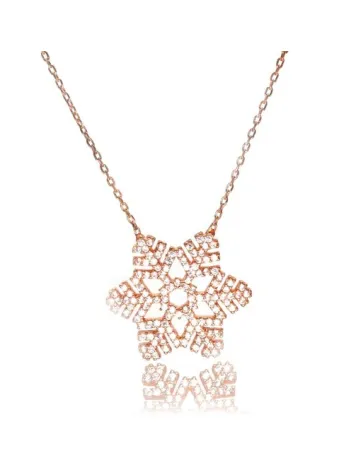 Gümüş Büyük Boy Bayan Kar Tanesi Kolye