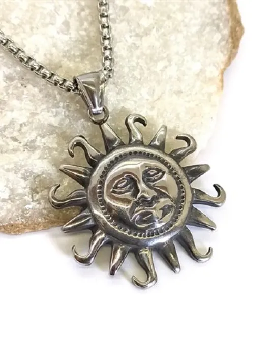 Güneş Figürlü Paslanmaz Çelik Erkek Kolye CKLGMSGUNES