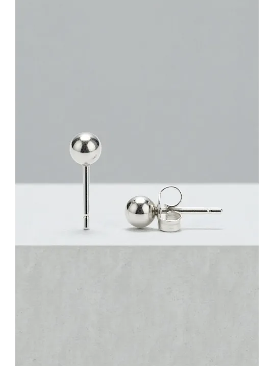 Kadın Gümüş Küpe - 4 mm 925 Ayar Gümüş Top Küpe