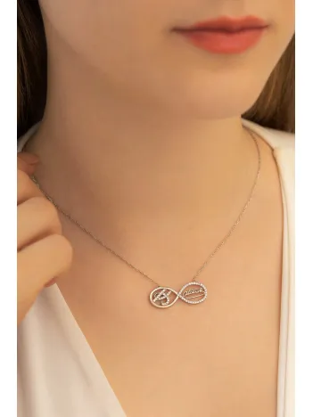 Kadın Gümüş Kolye - Sonsuzluk Kolyesi Atatürk Imzalı Zirkon Taşlı Kadın Gümüş Kolye Gklsnsuzlkk-gms