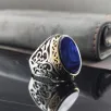 Düz Mavi Kehribar Gümüş Erkek Yüzük GYZGMSCGUMU Düz Mavi Kehribar Gümüş Erkek Yüzük GYZGMSCGUMU