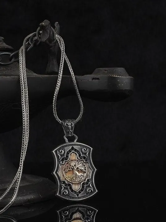 Hayat Ağacı Model 925 Ayar Gümüş Erkek Kolye Zincir Gklhayatagc-gms