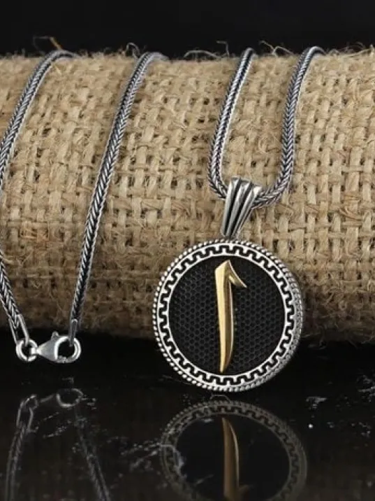 Elif Yuvarlak Model Gümüş Erkek Kolye GKLYVRLKMDL-ALT