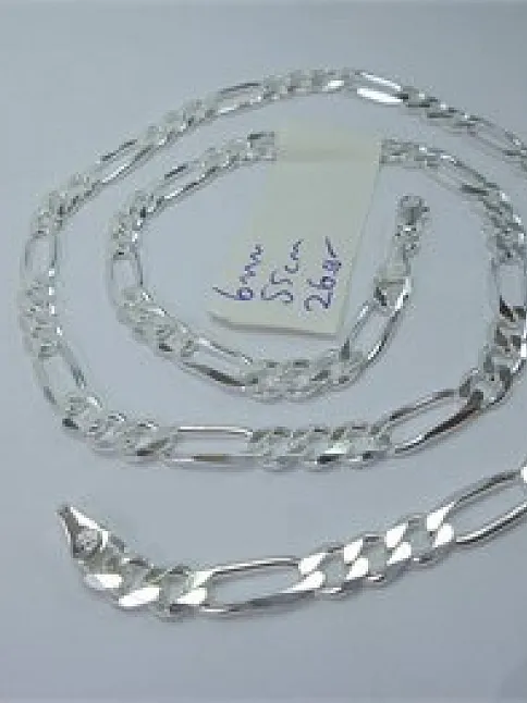FİGARO GÜMÜŞ ERKEK KOLYE ZİNCİR KALIN MODEL 6MM