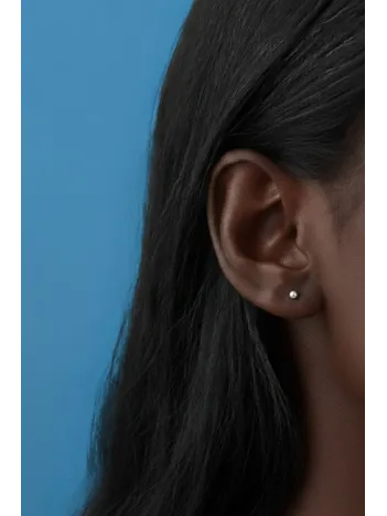 Kadın Gümüş Küpe - 3 mm 925 Ayar Gümüş Top Küpe