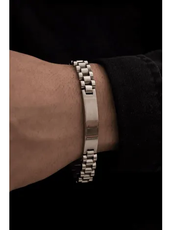 Erkek Bijuteri Bileklik - İsim Yazılan Lüks Bukle Model Bijuteri Bileklik Künye