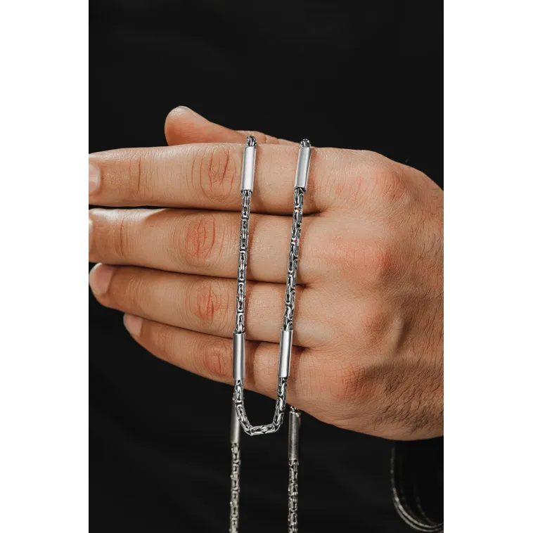 Erkek Gümüş Set - 2,8 mm Kalınlıkta Kral Model Parçalı Kral Erkek Kolye ve Bileklik Set Erkek Gümüş Set - 2,8 mm Kalınlıkta Kral Model Parçalı Kral Erkek Kolye ve Bileklik Set
