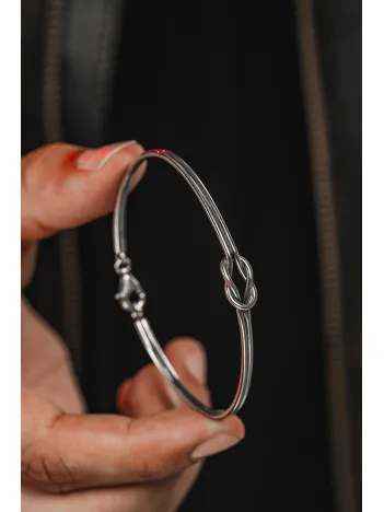 Erkek Gümüş Bileklik - El Yapımı Gümüş Aşk Düğümü Erkek Bileklik Kelepçe