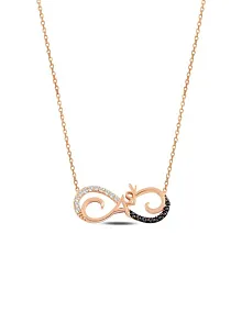 Zirkon Taşlı Rose Aşk Yazılı Model 1 Sonsuzluk Kadın Gümüş Kolye GKLASKSNSZ1-ROS