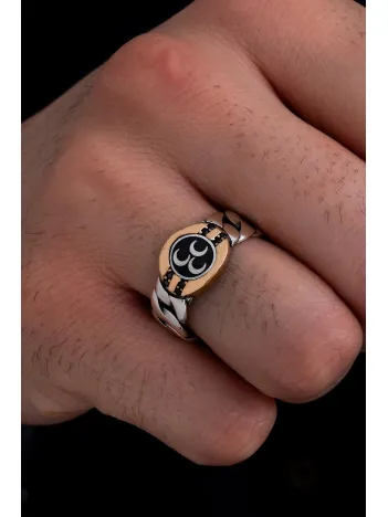 Erkek Gümüş Yüzük - Üç Hilal Ülkücü İnce Kibar Erkek Yüzüğü