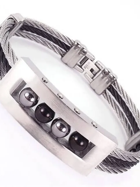 Komple 316L Paslanmaz Çelik Erkek Bileklik Künye Orta Kalınlıkta Bilyalı Model