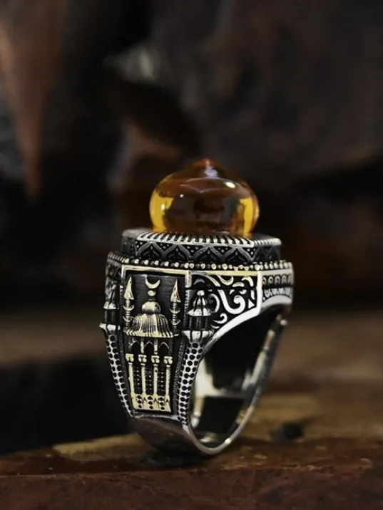 İslam Usta Tasarımı Bal Kubbe Model Gümüş Erkek Yüzük GYZISLMSTM5-GMS İslam Usta Tasarımı Bal Kubbe Model Gümüş Erkek Yüzük GYZISLMSTM5-GMS