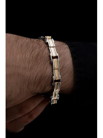 Grek Basamaklı Çelik Sarı Erkek Bileklik Künye CBLALTGREK1