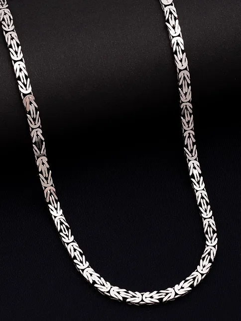 Erkek Gümüş Kolye - 5.5mm Dikdörtgen Kesim Yassı Kral Gümüş Kolye