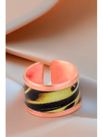 Kadın Bakır Yüzük - Sofia Model Özel Baskı Metal Kutu Ve Kuvars Taşı