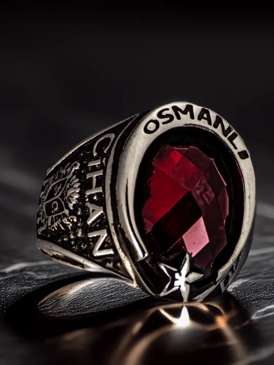 Erkek Yakut Taşlı Osmanlı Devleti Yazılı Selçuklu Kartalı Ve Arma İşlemeli 925 Ayar Gümüş Yüzük Erkek Yakut Taşlı Osmanlı Devleti Yazılı Selçuklu Kartalı Ve Arma İşlemeli 925 Ayar Gümüş Yüzük