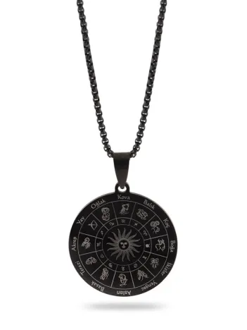 Yengeç Burcu Kolyesi Bayan Erkek Çelik Kolye Siyah Polo Zincir CKLYENGCBRC-SYH