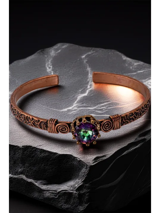 Kadın Bakır Bileklik - Mistik Topaz Model 2 Ağaç Kabuğu Model İnce Metal Kutu Doğal Taşlar Bilezik Kadın Bakır Bileklik - Mistik Topaz Model 2 Ağaç Kabuğu Model İnce Metal Kutu Doğal Taşlar Bilezik