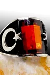 Ay Yıldız Erkek Gümüş Yüzük 3 Farklı Renk Seçeneği