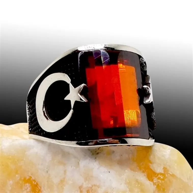 Ay Yıldız Erkek Gümüş Yüzük 3 Farklı Renk Seçeneği Ay Yıldız Erkek Gümüş Yüzük 3 Farklı Renk Seçeneği