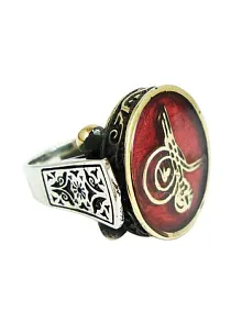Tuğralı Otantik Gümüş Erkek Yüzük Yzk75