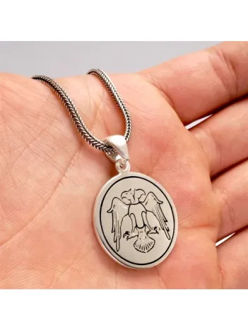 Çift Başlı Selçuklu Kartalı Erkek Gümüş Kolye Zincir