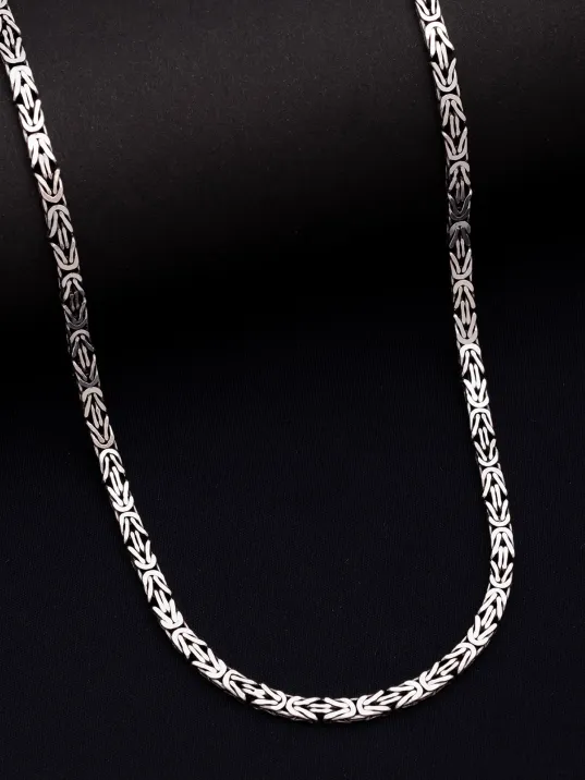 Erkek Gümüş Kolye - 4.5mm Dikdörtgen Kesim Yassı Kral Gümüş Kolye Erkek Gümüş Kolye - 4.5mm Dikdörtgen Kesim Yassı Kral Gümüş Kolye