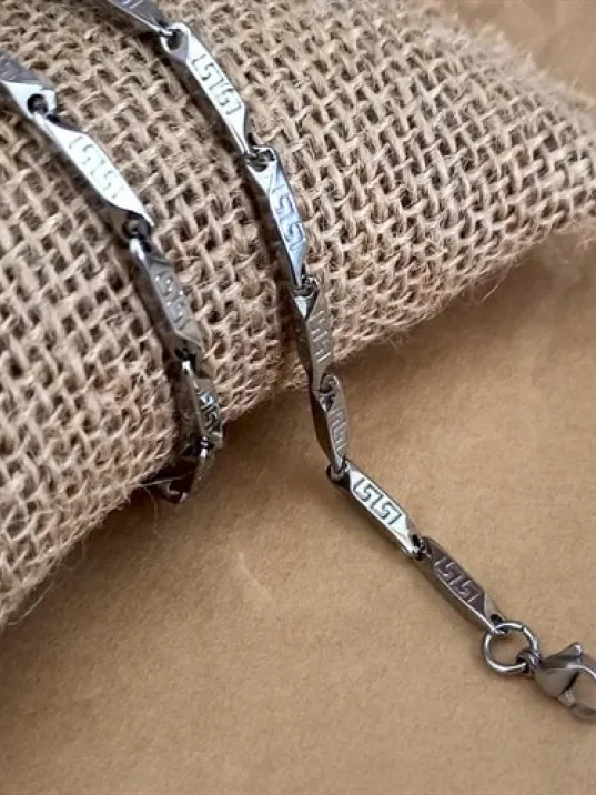 Grek Desen İnce Kibar Model Erkek Çelik Kolye Zincir CKLGMSIGREK Grek Desen İnce Kibar Model Erkek Çelik Kolye Zincir CKLGMSIGREK