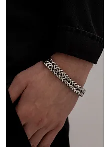 Çift Sıra Örüm Desen Erkek Çelik Bileklik CBLGMSOTCSO