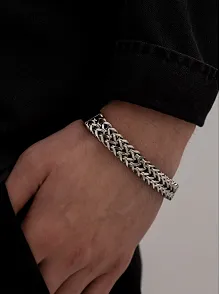 Çift Sıra Örüm Desen Erkek Çelik Bileklik CBLGMSOTCSO