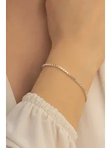Kadın Gümüş Bileklik - 925 Ayar Küp Zincir Gümüş Bileklik 2mm
