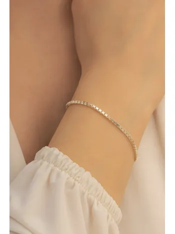 Kadın Gümüş Bileklik - 925 Ayar Küp Zincir Gümüş Bileklik 2mm