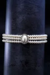 Üç Sıralı Oval Taş Detaylı Kadın İnci Choker Kolye