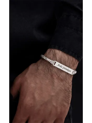 Erkek Bileklik Kalın Künye - Erkek Gümüş Bileklik Künye 925 Ayar Gümüş