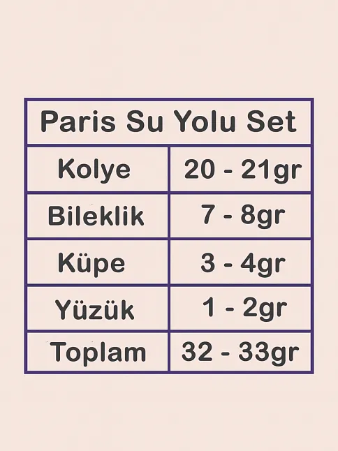 Kadın Gümüş Takı Düğün Seti - Paris Su Yolu 925 Ayar Kolye Bileklik Yüzük Küpe Tam Set