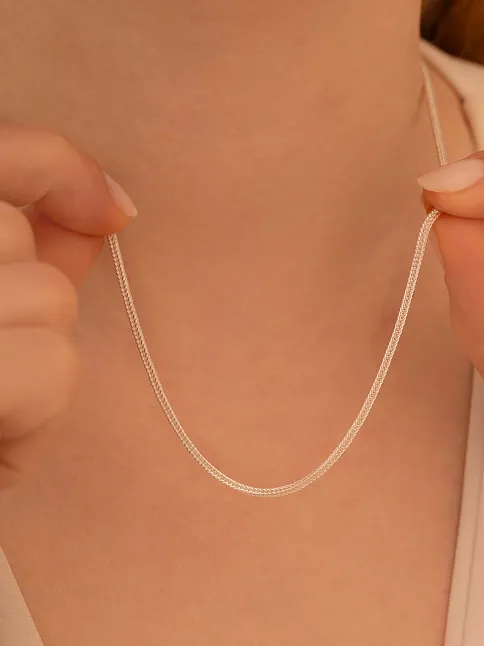 Kadın Gümüş Kolye - 1.6mm Beyaz Tilki Kuyruğu Zincir Gümüş Kadın Kolye