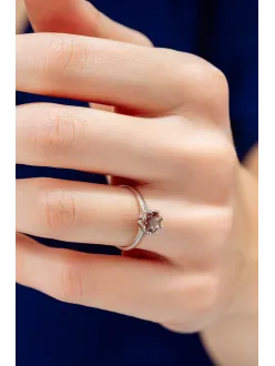 Kadın Gümüş Yüzük - Zultanit Taşlı Tektaş Gümüş Yüzük