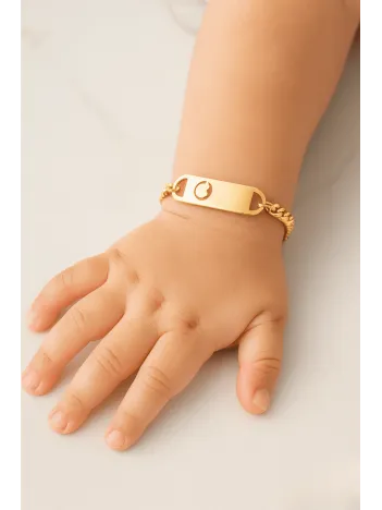 Bebek Çocuk Çelik Künye - Altın Renk Zarif Künye Çelik Künye