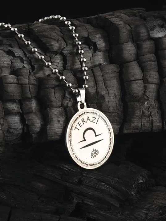 Terazi Burcu Kolye Kadın Erkek Çelik Kolye Top Zincir CKLTEZARİBR-GMS