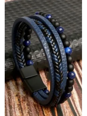 Kadın Bileklik - Kadın Deri Bileklik - Kadın Boncuk Bileklik - Deri Ve Boncuk Kombin Bileklik