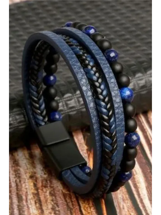 Kadın Bileklik - Kadın Deri Bileklik - Kadın Boncuk Bileklik - Deri Ve Boncuk Kombin Bileklik